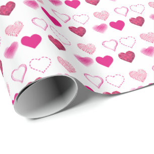 Pink Hearts Valentines Day Wrapping Paper