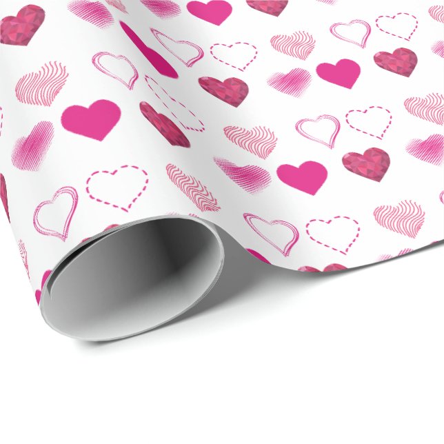 Pink Hearts Valentines Day   Wrapping Paper (Roll Corner)