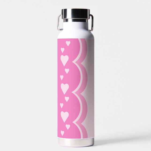 Pink Hearts Water Bottle (Front)