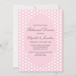 Pink Hearts Wedding Rehearsal Dinner Invitation