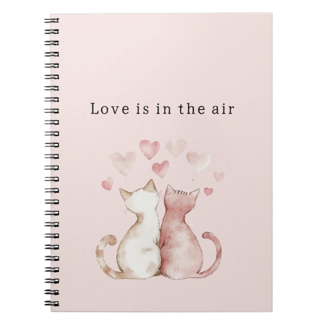 Pink Hearts White Cats Love   Notebook (Front)
