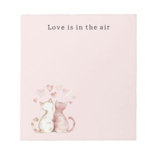 Pink Hearts White Cats Love Notepad