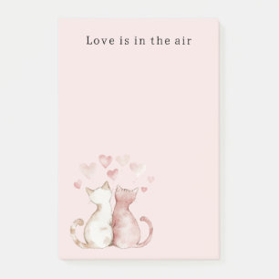 Pink Hearts White Cats Love Post-it Notes