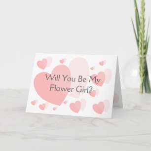 Pink Hearts Will You Be My Flower Girl Request Invitation