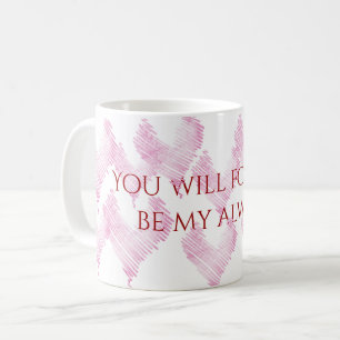 pink hearts with love quote coffee mug