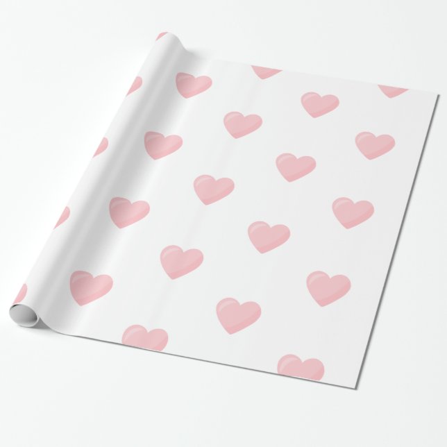 Pink Hearts Wrapping Paper (Unrolled)