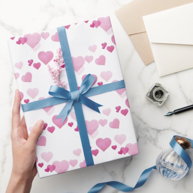 Pink Hearts  Wrapping Paper (Gifting)