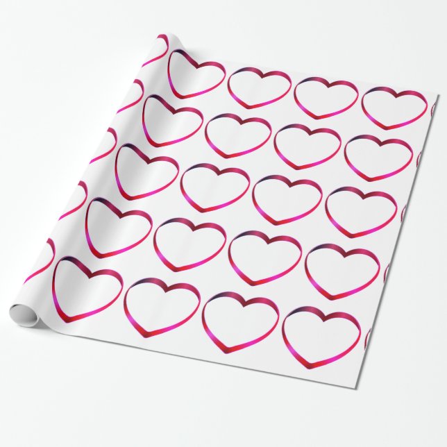 Pink Hearts Wrapping Paper (Unrolled)