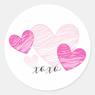 PInk Hearts XOXO Personalised Stickers