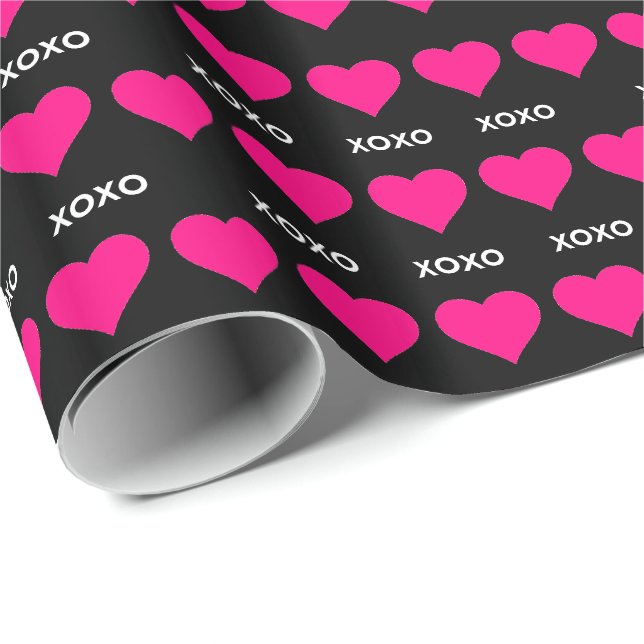 Pink Hearts - xoxo valentine love  Wrapping Paper (Roll Corner)