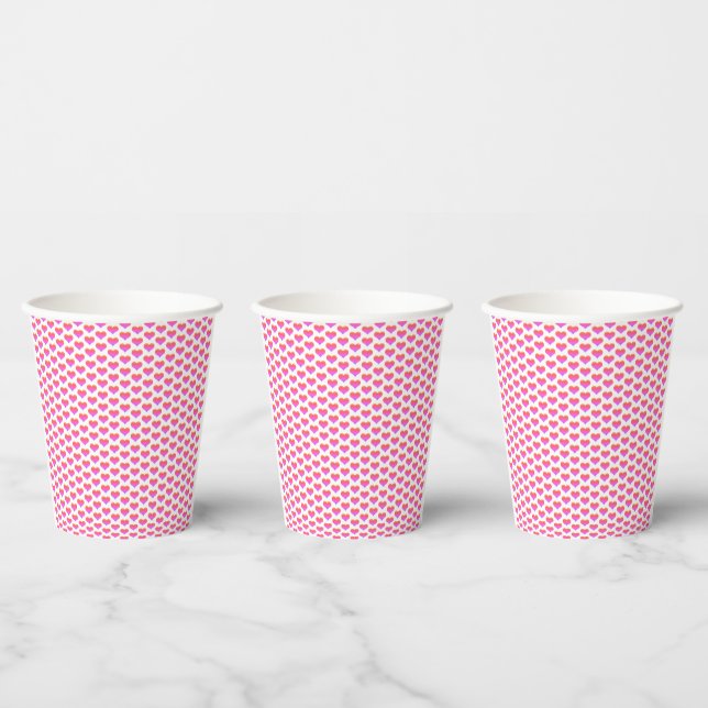 Pink Heat Patterns Valentine's Day Party 2024 Cute Paper Cups (Multi)