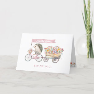 Pink Hedgehog Baby Shower Thank You Card – Locally