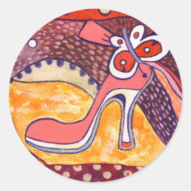 Pink Heel Classic Round Sticker (Front)