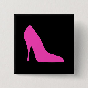Pink Heel on Black 15 Cm Square Badge