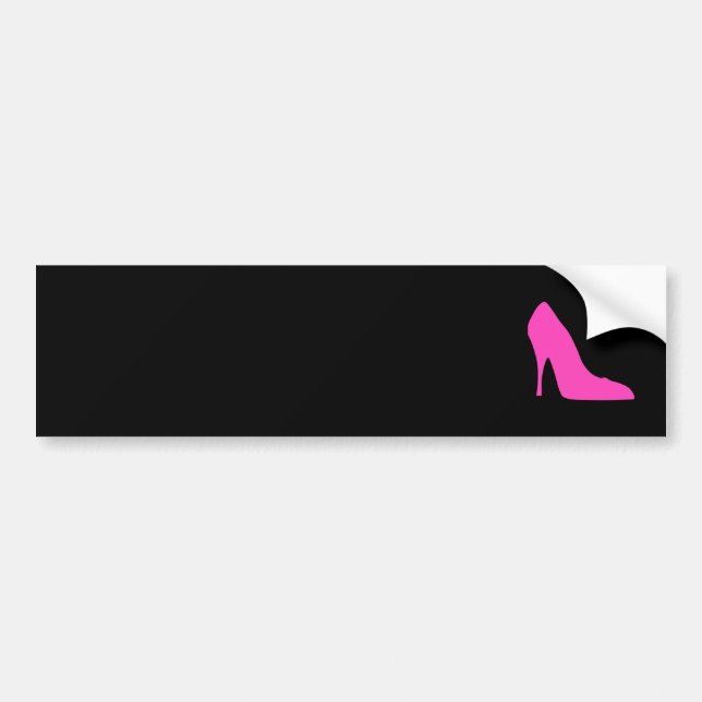 Pink Heel on Black Bumper Sticker (Front)