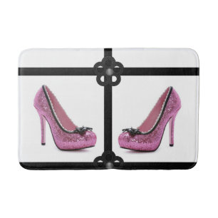 pink heels shoes bathroom bathmat