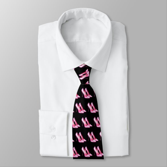 Pink Heels Shoes Neck Tie (Tied)
