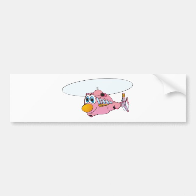 Pink Helicopter Cartoon Bumper Sticker (Front)