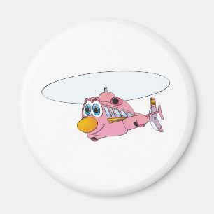 Pink Helicopter Cartoon Magnet