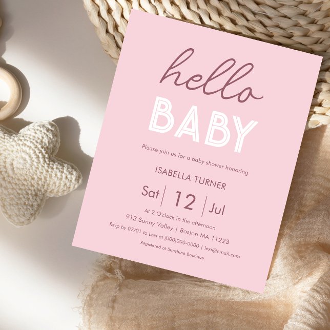 Pink | Hello Baby | Baby Shower Invitation (Creator Uploaded)
