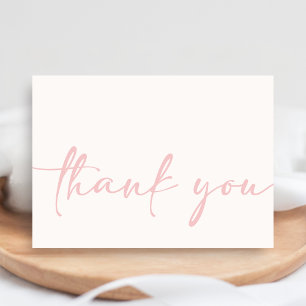 Pink Hello Baby Shower Thank You Card