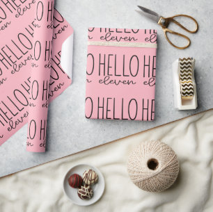 Pink Hello Eleven Wrapping Paper