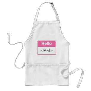 Pink Hello My Name is, <NAME> Standard Apron