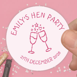 Pink Hen Party Bachelorette Toast Classic Round Sticker