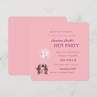 Pink Hen Party Invitation | Elegant Bridal  Shower