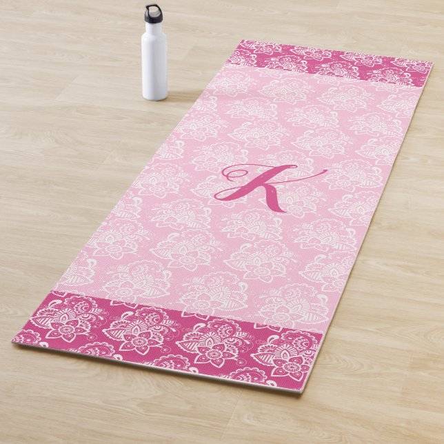 Pink Henna Flowers Yoga Mat (In Situ)