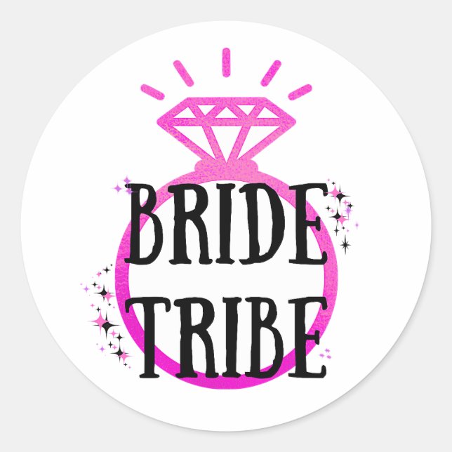 Pink Hen's Party Bachelorette Ring Bride Tribe Classic Round Sticker (Front)