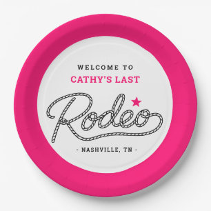 Pink Her Last Rodeo Bachelorette Party Paper Plate
