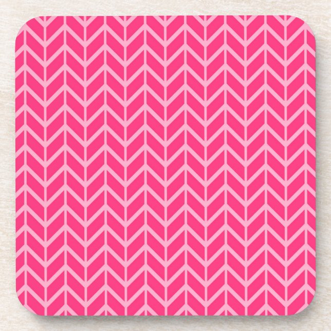 Pink Herringbone Coaster (Front)