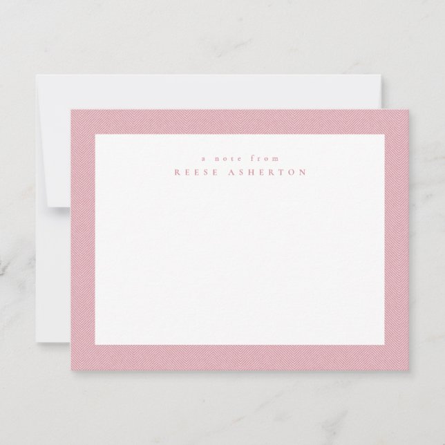 Pink herringbone tweed cute simple personal card (Front)