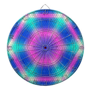 Pink Hexagon Mosaic on Blue Gradient Dartboard