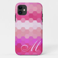 Pink Hexagon Pattern and Monogram