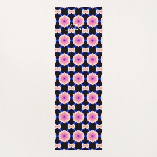 Pink Hexagon Pattern Thunder_Cove Yoga Mat (Back)