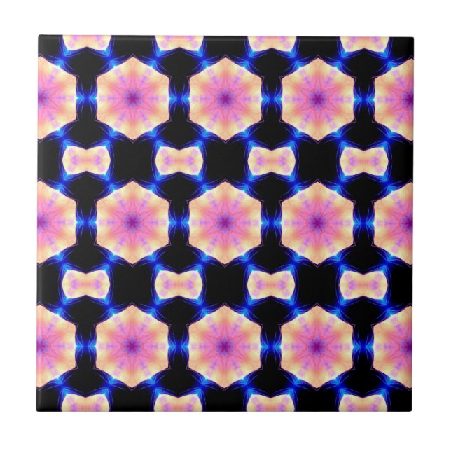 pink hexagrams on black tile (Front)