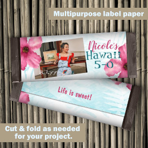 Pink Hibiscus 50th Birthday DIY Candy Bar Wrapper