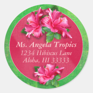 Pink Hibiscus Address Stickers