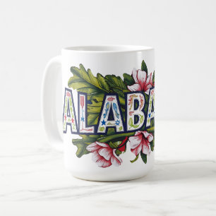 Pink Hibiscus Alabama Typography Girl's Coffee Mug