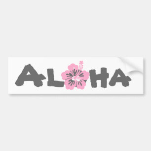 pink hibiscus aloha flower L Bumper Sticker