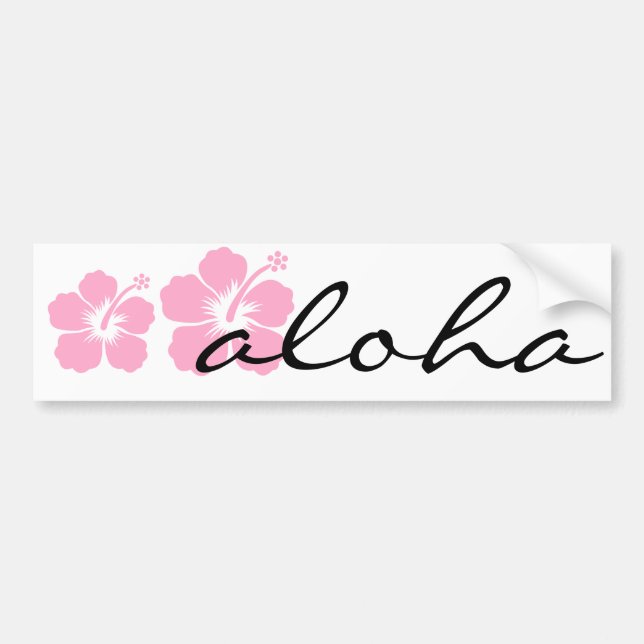 pink hibiscus aloha flower S Bumper Sticker (Front)