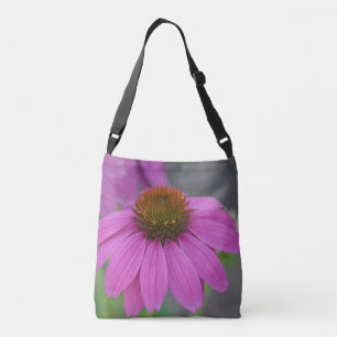 Pink Hibiscus and Cone Flower Crossbody Bag