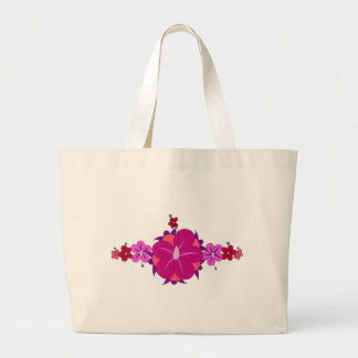 Pink Hibiscus and Honu Print Large Tote Bag
