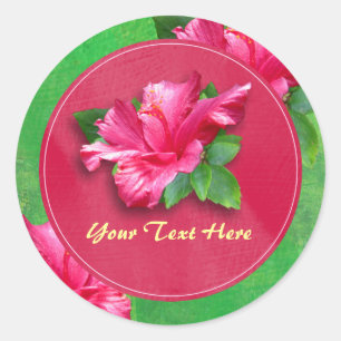 Pink Hibiscus Birthday Luau Stickers