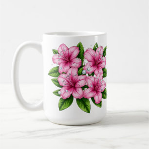 Pink Hibiscus Bouquet With Green Leaves Coffee Mug
