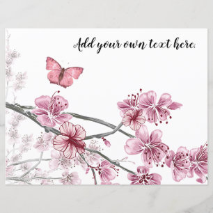 Pink Hibiscus Butterflies Journal Scrapbook Paper