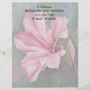 PINK HIBISCUS CUSTOMIZABLE LETTERHEAD DESIGN