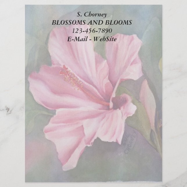 PINK HIBISCUS CUSTOMIZABLE LETTERHEAD DESIGN (Front)